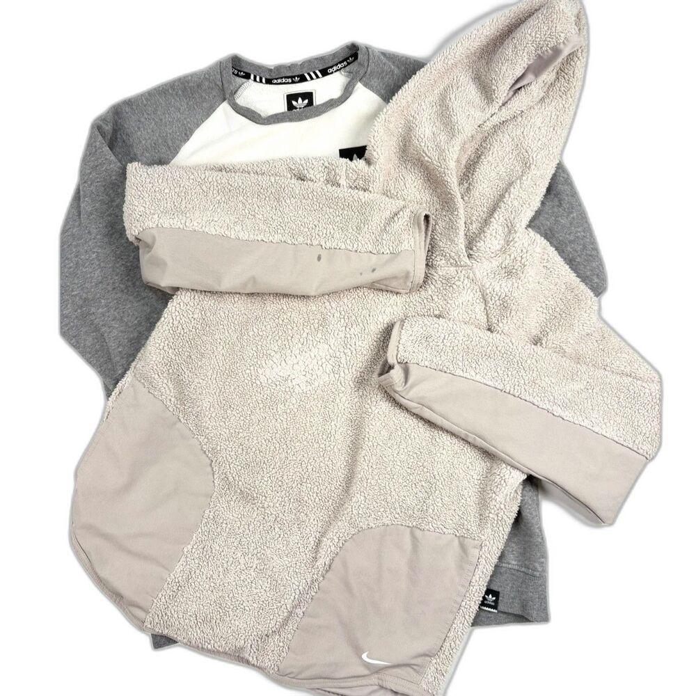 Nike Adidas Sweatshirt Bundle Small Medium Sherpa Fleece Athletic Lot